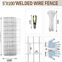 Tongmo 5 ft x 100 ft Galvanized Welded Chicken Wire Fence, 16GA Garden Chicken Wire Fence Roll, Mesh Size 2" x 4"Hardware Cloth, Ideal for Yard Protection and Poultry Netting