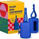 Dog Poop Bag Dispenser with 15 14" Bags Capacity  Blue Silicone Dog Poop Bag Holder for Leash | Durable, Portable & Refillable Waste Bag Case | Only Fits Waste Happy bags