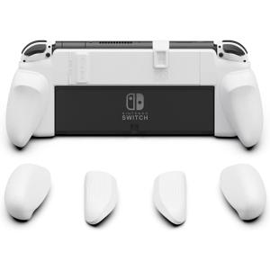 Skull & Co. NeoGrip: an Ergonomic Grip Hard Shell with Replaceable Grips [to fit All Hands Sizes] for Nintendo Switch OLED and Regular Model [No Carrying Case] - White