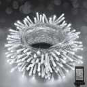 KNONEW Christmas String Lights Indoor Plug in,60FT 180LED Outdoor Waterproof Fairy Lights,8 Lighting Modes,Timer Memory Function for Bedroom Patio Balcony Party (Cool White)