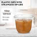 Baderke Clear Plastic Cups with Strawless Sip Lids Disposable Round Bottom Togo Cups for Coffee Smoothie Cold Beverage Coffee Shops and Party Catering(10 oz,50 Pcs)
