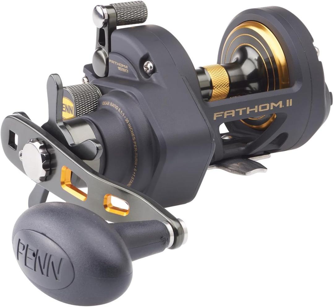 PENN Fathom II Star Drag Conventional Fishing Reel, Black Gold, 25N, 15 Right
