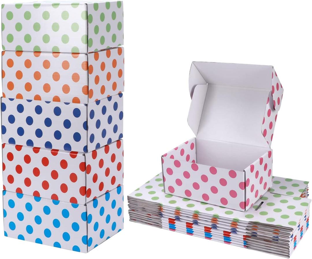 Hoikwo 18 Packs 9x6x4 White Elegant Luxury Gift Boxes Bulk Empty for Mothers Day Presents, Decorative Gift Wrap Boxes with Lids for Womens Presents, Cardboard Shipping Packaging Boxes (White Polka Dot)