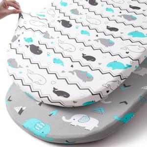 Stretch Fitted Bassinet Sheet Set BROLEX 2 Pack Cradle Sheets for Bassinet Pad/Mattress, Unisex Boys Girls, Ultra Soft, Elephant Whale