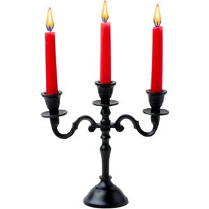 Rely+ 3 Arm Baby Candelabra Black Matte 8 Inch Taper Candle Holders Gothic Decorations Candlesticks Holder Home Decor Wedding Parties Centerpiece for Dining Table