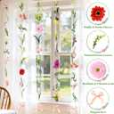 Livole 6Pcs 36Ft Hanging Flower Garland with Bow Wildflower Garlands Backdrop Silk Rose Fake Floral Vines with Hooks for Spring Party Wedding Birthday Anniversary Arch Wall Garden Decor