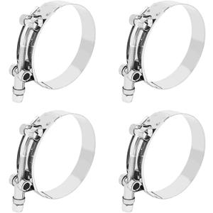 2.5 Inch Stainless Steel 304 T-Bolt Hose Clamps, 63-71mm Adjustable T-bolt Pipe Clamp for Exhaust System Turbo Intake Fuel Line, Radiator Hose Clamps for 2.5 inch Hose ID- Pack of 4