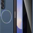 Ruky Slim Case for Samsung Galaxy Z Fold 6, Hard PC Protective Cover with Built-in Privacy Screen Protector, [Compatible with MagSafe] Phone Case for Samsung Galaxy Z Fold 6 5G, Blue