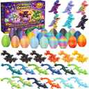 TAHAVICE 24 Pack 3D Printed Dragons Eggs with Dragon Inside, Articulated Desk Decor Display Set with Mini Animal Collectible Figures, Classroom Prizes & Birthday Gifts