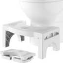 Foldable Toilet Stool for Adults, Non-Slip Bathroom Squatting Stool Portable Poop Stool Squat for Adult Kids Seniors, Toilet Assistance Potty Foot Step Stool, No Installation Required, White