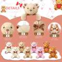Skylety 16 Pcs Mini Plush Bear Bulk 4 Inch Bear Stuffed Animal Toy Doll Small Soft Keychain Gifts for Birthday Baby Shower Wedding Party Favor(Light Brown, Dark Brown, Pink, Beige)