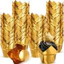 Queekay 160 Pcs Tulip Cupcake Liners for Baking Muffin Aluminum Foil Paper Baking Cups Disposable Cupcake Wrappers Greaseproof Muffin Liners for New Year Wedding Baby Shower Xmas (Gold)