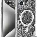 for iPhone 15 Pro Max Case Clear Magnetic, Compatible with MagSafe, Ocean Marine Animals Pattern, Slim Shockproof Camera Lens Protection Phone Case for Women Men 6.7" - White