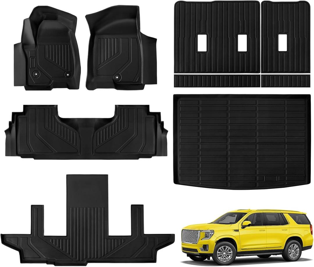 Floor Mats for Chevrolet/Chevy Suburban/GMC Yukon XL 7 Seater 2021-2025 All Weather Suburban/Yukon XL Floor Mats for Chevrolet/Chevy Suburban/GMC Yukon XL Accessories 2025-2021 Black