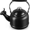 Le Creuset Enamel On Steel Demi Tea Kettle with Metal Finishes, 1.25 qt., Licorice (1.3 Quarts)