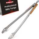 Fire Pit Tongs 32-inch Super Long for Loading Wood,BBQ with Extended Luxurious Acacia Handle for Fire Pits, Fire Rings,Campfires, and Fireplaces, Outdoor or Indoor ﻿