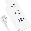 Recessed Power Strip USB, 20W Fast Charging Furniture Outlet - 2 AC & 3 USB (2 USB-C + 1 USB-A) for Desk, Bedside, Drawer, Conference Table - Space-Saving, Easy Install, 6FT Cord, White