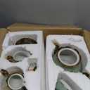 22 Pcs Vintage Porcelain Tea Sets for 6, Green Peony Floral