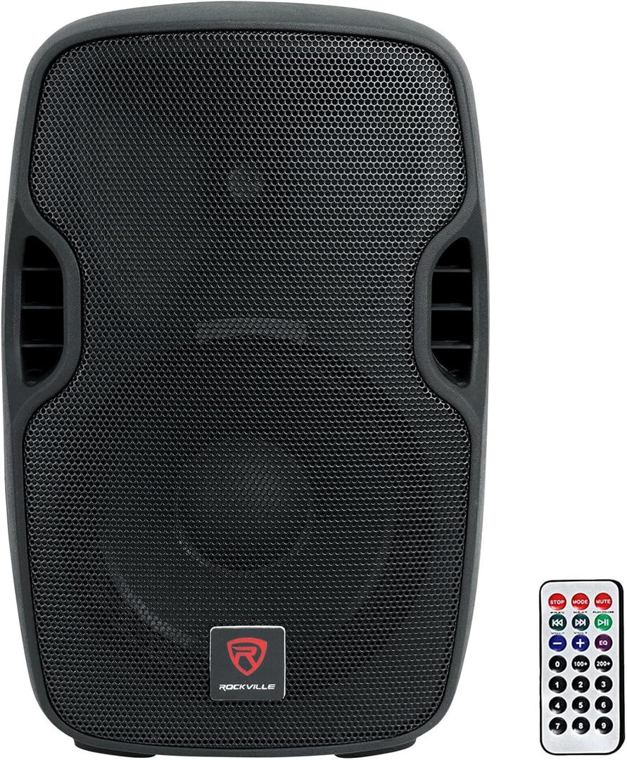 Rockville BPA10 10" 400W Peak Powered PA DJ Speaker with Bluetooth, USB/SD Player, FM Radio, XLR/RCA/1/4"/Aux Inputs, Remote, Flyable & Stand Mount - for DJs, Musicians, Events