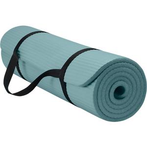 Gaiam Essentials 2/5" Thick (10mm) Yoga & Pilates, Fitness & Exercise Mat with Easy-Cinch Carrier Strap Cusion Support For Fitness and Gym Workouts