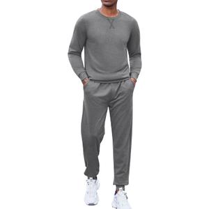 COOFANDY Men's Tracksuits 2 Piece Long Sleeve Pullover Sweatsuit Set Athletic Jogging Suit With Pockets (Grey, XX-L)