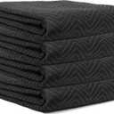 Padded Packing & Moving Blankets 4 Pack Deluxe Quality 80 x 72 inch Furniture Shipping Pads for Moving and Storage-Black(4 Deluxe Blankets 45 lbs/Dozen)
