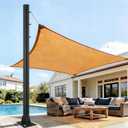 10ft Sun Shade Pole, 3" Diameter Heavy Duty Metal, Black Shade Sail Pole with 3 Rings for Patio, Deck, Playground, Backyard & Playground, One Pole