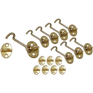 QCAA Forged Brass Cabin Hook Latch & Eye, 2-1/2", Vibrated Brass, 8 Pack