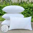 12x20 Outdoor Pillow Inserts Set of 4, Water Resistant & Durable, Hypoallergenic, Fluffy and Plump Cushion Filler for Patio Furniture, Sofa, Chair, Lumbar Pillow - Decorative & Comfortable (White)