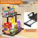 REALINN Under Sink Organizer, 2 Pack Height Adjustable Under Sink Organizers and Storage, 2 Tier Pull Out Drawer Cabinet Storage for Kitchen Bathroom