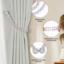 KLOGTSIND Magnetic Curtain Tiebacks, Curtain Tie Backs for Curtains 4 Pack, Wood Bead Curtain Tiebacks, Curtain Holders for Boho Bedroom Decor, Baby Nursery Decor, Farmhouse Decor