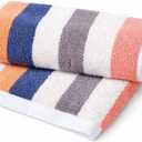 YiLUOMO Pink Striped Pattern Design Hand Towels 100% Cotton Highly Absorbent Soft Decorative Hand Towel Set of 2 for Bathroom 13 x 29 Inch