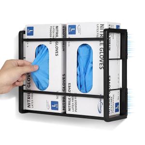 Magnetic Glove Holder for wall Mount,Holds Up to 2 Boxes,Wall & Refrigerator Mount,Metal Glove Box Holder Wall Mount for Rubber Latex Disposable Gloves Facial Tissue and Storage