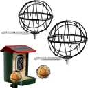 Metal Suet Ball Holder, Black Bird Suet Ball Cage Durable Bird Feeder Accessories with 5mm Screw Hole and 2PCS Perch Extender Compatible with Outdoor Smart Feeders (2 PCS-Dia 3.15", Dia 2.75")