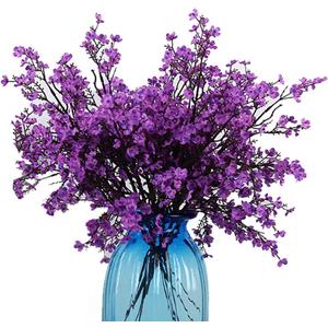 JAKY-Global Babys Breath Fabric Cloth Artificial Flowers 6 Bundle European Fake Silk Plants Decor Wedding Party Decoration Bouquets Real Touch DIY Home Garden(Purple)