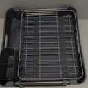 TOOLF Dish Drying Rack with Drainboard, Extendable Dish Rack for Kitchen Counter, Expandable Dish Drainer, Dish Strainer, Foldable Home Countertop Plate Storage Rack with Cutlery Holder, Gray