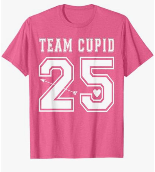 2025 Team Cupid Valentines Day Sports Jersey Style T-Shirt, Pink, L