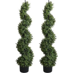 48'' Spiral Artificial Topiaries Trees Outdoor Front Door Decor Set of 2