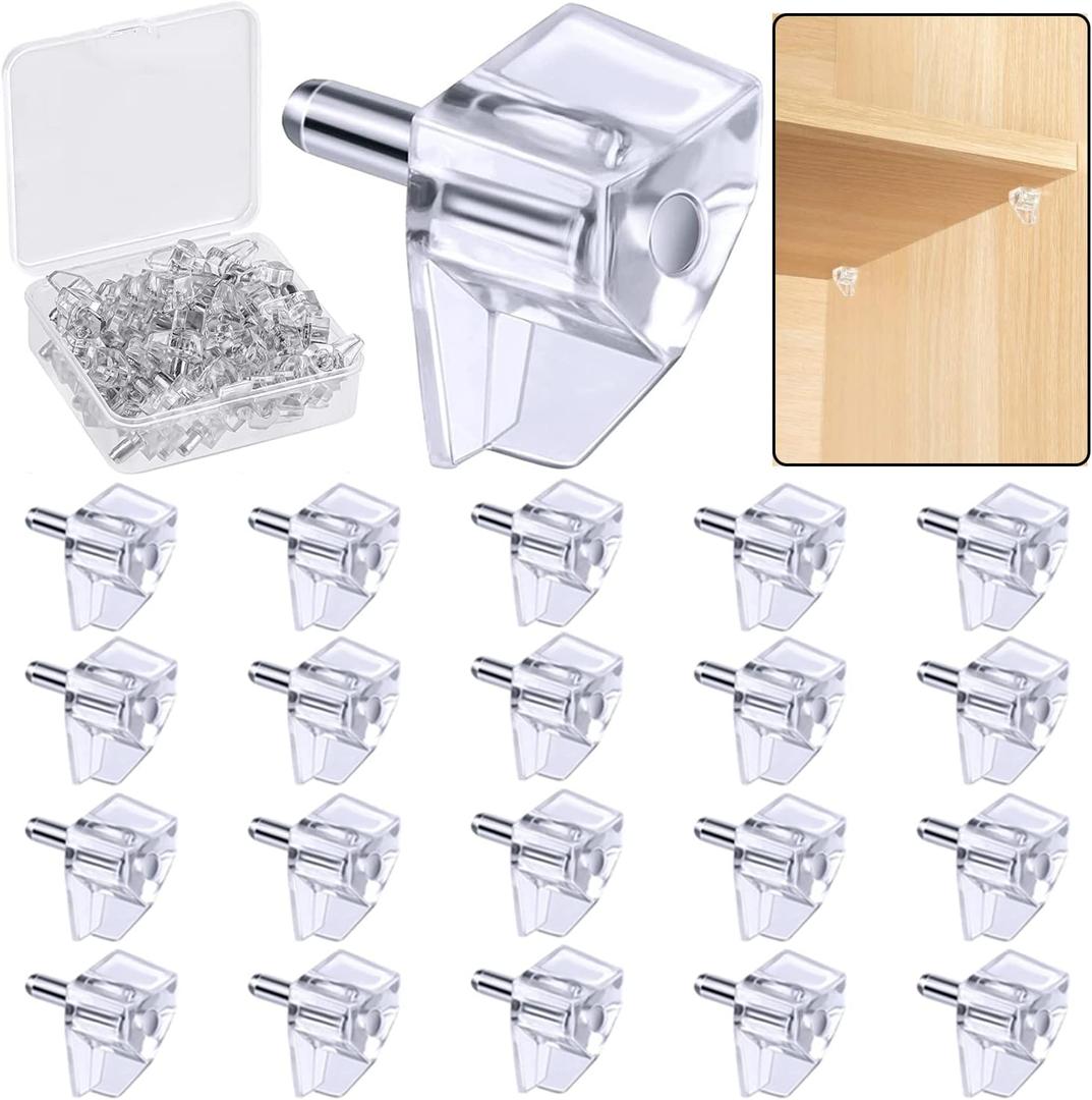 3 Millimeters or 1/8 Inch Shelf Support PegSupport Cabinet Shelf PinsClear Plastic Replacement Peg Cabinet Shelf Supports Pins Shelf Holder Locking Pins (20 Pieces)
