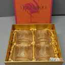Vintage Flamingo Lowball Cocktail Glasses for Drinking Gin, Rum, Vodka, Whiskey Bar Drinks | Set of 4 | 11 oz Stackable Thick Crystal Short Tumblers | Tropical Glassware Collection