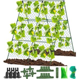 Cucumber Trellis for Garden, 35" X 50" Foldable A-Frame Trellis Garden Plant Climbing Frame for Raised Bed Outdoor Vegetable/Tomato/Flowers/Pea/Cucumber Growing Rack