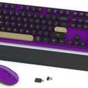 Wireless Keyboard and Mouse Combos, Retro Keyboard and Mouse Wireless Full Size, 2.4Ghz Connection and Optical Mouse for Windows, Mac, PC, Laptop for Home and Office (Purple-Black)