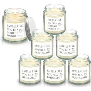 6 Pcs Bridesmaid Proposal Gifts Maid of Honor Candles, Smells Like You're a Bridesmaid Candles Gifts Natural Soy Wax for Friend Wedding(White)