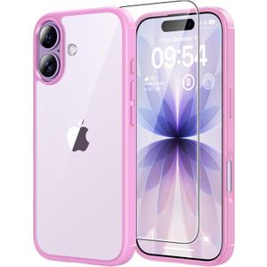 TAURI for iPhone 17 Case, Anti-Yellowing with Screen Protector, Military-Grade Protection Shockproof Slim Phone Case for iPhone 17, Pink