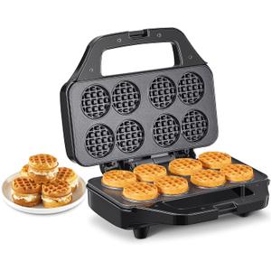 Waffle Maker, Reemix Multi Mini Waffle Iron Bake 8 x 1.8 Inch Small Waffles, Nonstick Waffle Iron with Quick Heat-Up, Simple & Easy Tiny Chaffle Baker for Home & Restaurants, Small Bites for Kids