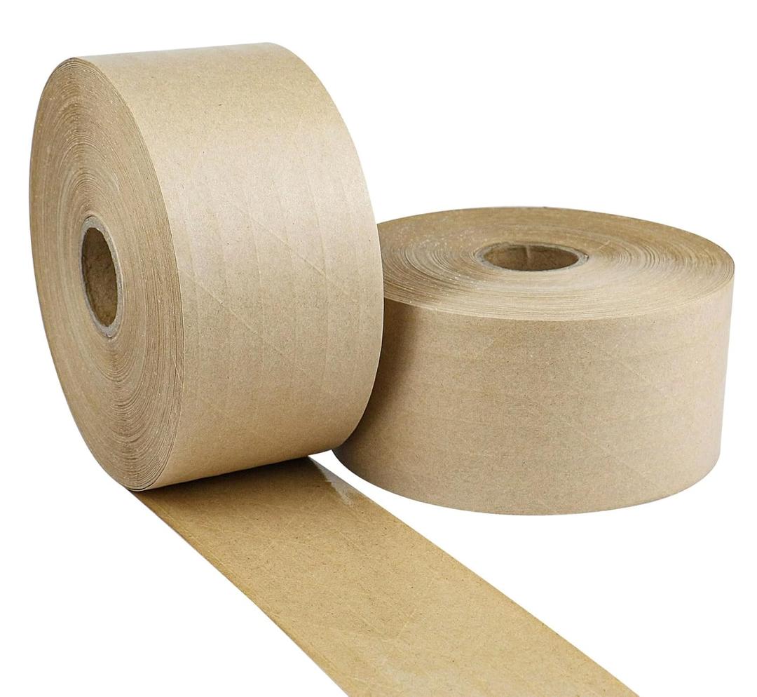 BOMEI PACK Water Activated Kraft Paper Reinforced Gummed Tape, 2 Pack 3 inch x 380 ft, for Heavy Duty Secure Packing Shipping