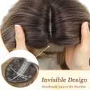 PANEWAY 16Inch Wavy Curly Brown Blonde Hair Topper with Dark Root - Clip In Hair Topper for Women