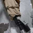 California Umbrella 9' Round Aluminum Market Umbrella, Crank Lift, Push Button Tilt, Black Pole, Antique Beige Olefin