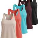 Real Essentials 5 Pack: Women's Dry Fit Tank Top - Racerback Sleeveless Workout Athletic Gym Shirt, M
