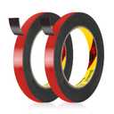 UPINS 2 Rolls Double Sided Tape Heavy Duty, 0.5IN x 16.5FT Two Sided Mounting Tape Water-Repellent Strong Adhesive 3M Foam Tape Strips for Automotive Car Outdoor Home Office Decor (Black)